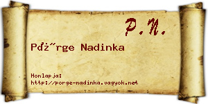 Pörge Nadinka névjegykártya